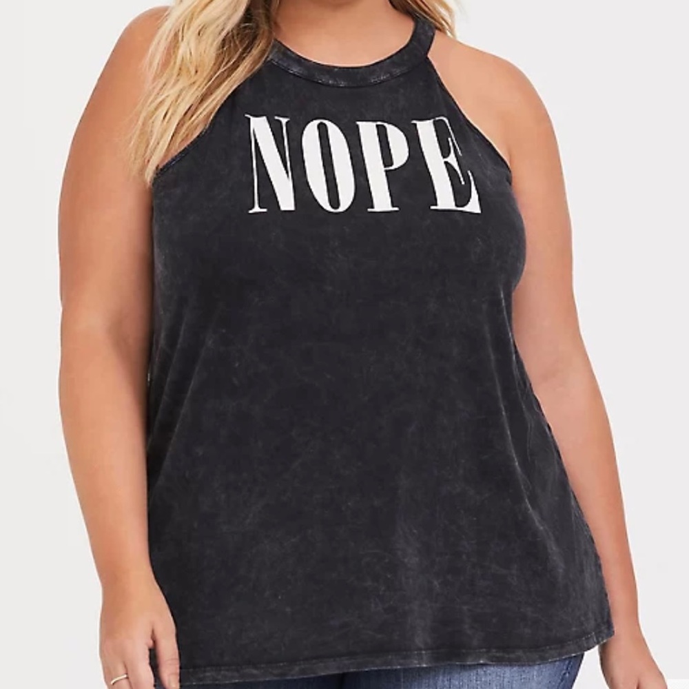 Torrid Mineral Wash High Neck “NOPE” Tank